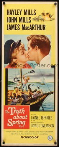 4g709 TRUTH ABOUT SPRING insert '65 Richard Thorpe directed, Hayley Mills w/father John Mills!