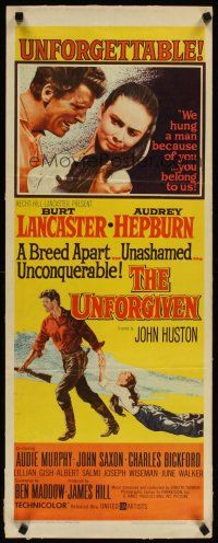 4g715 UNFORGIVEN insert '60 Burt Lancaster, Audrey Hepburn, directed by John Huston!