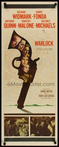4g729 WARLOCK insert '59 cowboys Henry Fonda & Richard Widmark, cool revolver art!