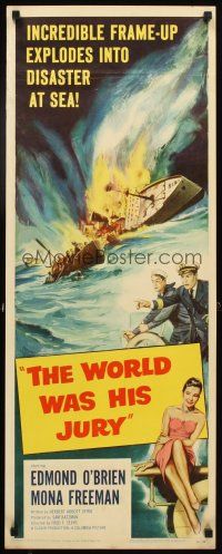 4g749 WORLD WAS HIS JURY insert '58 Navy sailor Edmond O'Brien, Mona Freeman, art of sinking ship!