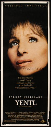 4g756 YENTL insert '83 close-up of star & director Barbra Streisand, nothing's impossible!