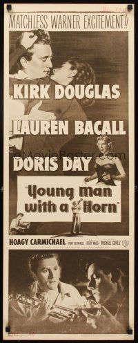 4g761 YOUNG MAN WITH A HORN insert R57 jazz man Kirk Douglas, sexy Lauren Bacall + Doris Day!