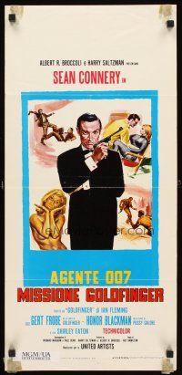 4g080 GOLDFINGER Italian locandina R70s artwork of Sean Connery as James Bond 007!