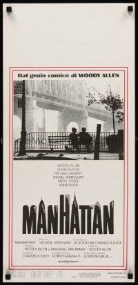 4g088 MANHATTAN Italian locandina '79 classic image of Woody Allen & Diane Keaton by bridge!