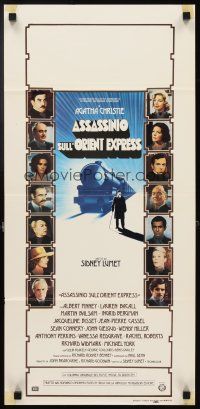 4g094 MURDER ON THE ORIENT EXPRESS Italian locandina '74 Agatha Christie, great art of cast!