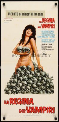 4g127 VAMPIRE CIRCUS Italian locandina '73 Spagnoli art of naked girl covered only by skulls!