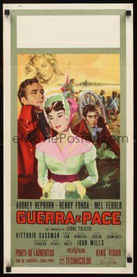 4g128 WAR & PEACE Italian locandina '56 Ciriello art of Audrey Hepburn, Mel Ferrer!