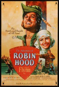 4k015 ADVENTURES OF ROBIN HOOD 1sh R89 Errol Flynn as Robin Hood, De Havilland, Rodriguez art!