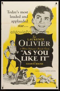 4k035 AS YOU LIKE IT 1sh R49 Sir Laurence Olivier in William Shakespeare's romantic comedy!
