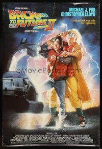 4k043 BACK TO THE FUTURE II DS 1sh '89 art of Michael J. Fox & Christopher Lloyd by Drew!