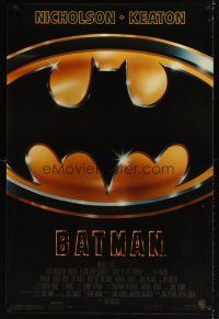 4k055 BATMAN glossy style C 1sh '89 Michael Keaton, Jack Nicholson, directed by Tim Burton!