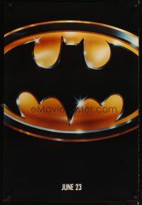 4k056 BATMAN matte teaser 1sh '89 Michael Keaton, Jack Nicholson, directed by Tim Burton!