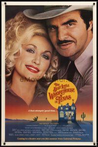 4k071 BEST LITTLE WHOREHOUSE IN TEXAS advance 1sh '82 close-up of Burt Reynolds & Dolly Parton!