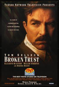 4k097 BROKEN TRUST TV 1sh '95 Elizabeth McGovern, cool close-up of Tom Selleck!