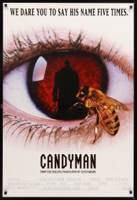 4k103 CANDYMAN 1sh '92 Clive Barker, creepy close-up image of bee in eyeball!