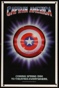 4k106 CAPTAIN AMERICA teaser 1sh '90 Marvel Comics superhero, cool image of shield!