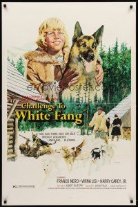 4k114 CHALLENGE TO WHITE FANG 1sh '75 Lucio Fulci, art of German Shepherd & sled dogs by Solie!