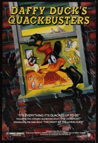 4k143 DAFFY DUCK'S QUACKBUSTERS 1sh '88 Mel Blanc, great cartoon art of Looney Tunes characters!