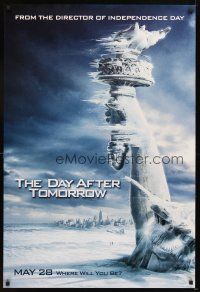 4k156 DAY AFTER TOMORROW style AS teaser DS 1sh '04 cool image of frozen Statue of Liberty!