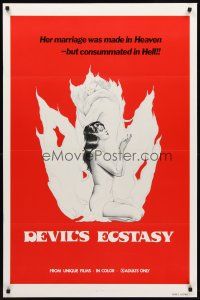 4k161 DEVIL'S ECSTASY 1sh '77 sexy artwork, her marriage was consummated in Hell!