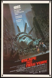 4k198 ESCAPE FROM NEW YORK 1sh '81 John Carpenter, art of decapitated Lady Liberty by Barry E. Jackson!