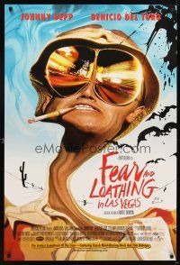 4k211 FEAR & LOATHING IN LAS VEGAS DS 1sh '98 psychedelic art of Johnny Depp as Hunter S. Thompson!