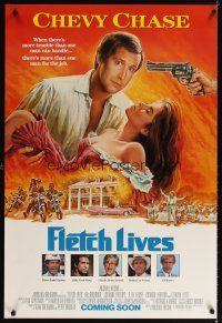 4k218 FLETCH LIVES advance DS 1sh '89 Chevy Chase, Phillips, Gone With the Wind parody art!