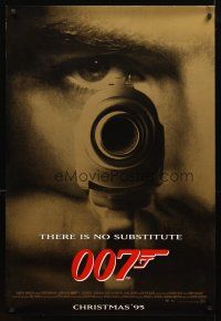 4k237 GOLDENEYE advance DS 1sh '95 Pierce Brosnan as secret agent James Bond 007, cool close-up!