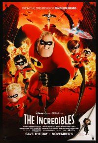 4k293 INCREDIBLES family style advance DS 1sh '04 Disney/Pixar animated superhero family!
