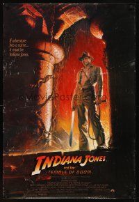 4k301 INDIANA JONES & THE TEMPLE OF DOOM 1sh '84 full-length art of Harrison Ford by Bruce Wolfe!