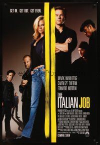 4k313 ITALIAN JOB advance DS 1sh '03 Mark Wahlberg, sexy full-length Charlize Theron!