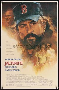 4k315 JACKNIFE 1sh '89 close-up art of Robert De Niro with beard and baseball cap!