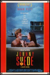 4k321 JOHNNY SUEDE 1sh '92 Brad Pitt w/wild hair in bath w/Catherine Keener!