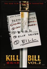 4k327 KILL BILL: VOL. 2 teaser 1sh '04 Quentin Tarantino, cool image of katana through hit list!
