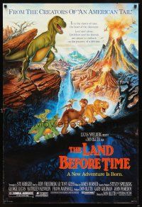 4k340 LAND BEFORE TIME DS 1sh '88 Steven Spielberg, George Lucas, Don Bluth, dinosaur cartoon!