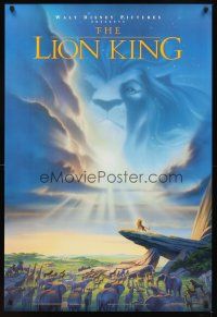 4k356 LION KING DS 1sh '94 Disney Africa jungle cartoon, Simba on Pride Rock, Mufasa in sky!