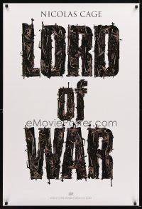 4k378 LORD OF WAR teaser 1sh '05 Nicolas Cage, cool gun title mosaic!