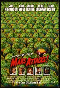 4k403 MARS ATTACKS! advance DS 1sh '96 directed by Tim Burton, great image of many alien brains!