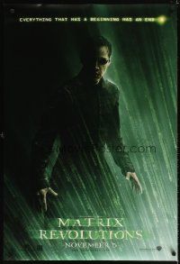4k413 MATRIX REVOLUTIONS Neo style teaser DS 1sh '03 cool image of Keanu Reeves as Neo!