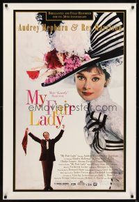 4k441 MY FAIR LADY 1sh R94 classic image of Audrey Hepburn & Rex Harrison!