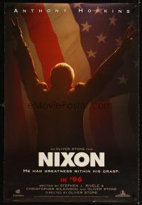 4k453 NIXON teaser DS 1sh '95 Anthony Hopkins as Richard Nixon, directed by Oliver Stone!