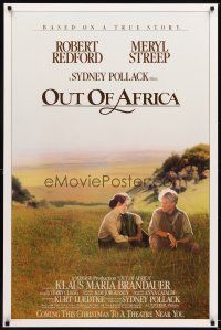 4k471 OUT OF AFRICA advance 1sh '85 Robert Redford & Meryl Streep, directed by Sydney Pollack!