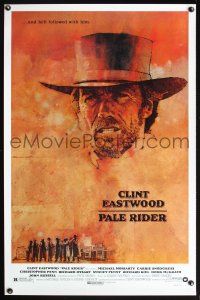 4k473 PALE RIDER 1sh '85 great artwork of cowboy Clint Eastwood by C. Michael Dudash!