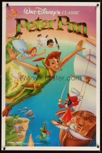 4k479 PETER PAN 1sh R89 Walt Disney animated cartoon fantasy classic, great full-length art!