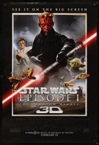 4k482 PHANTOM MENACE advance DS 1sh R12 George Lucas, Star Wars Episode I in 3-D!