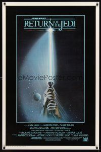4k527 RETURN OF THE JEDI int'l 1sh '83 George Lucas classic, great art of hands holding lightsaber!