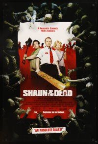 4k559 SHAUN OF THE DEAD advance DS 1sh '04 Edgar Wright, great wacky image of Simon Pegg!