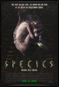 4k578 SPECIES advance DS 1sh '95 creepy image of alien Natasha Henstridge in embryo sac!