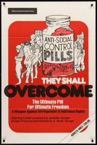 4k629 THEY SHALL OVERCOME 1sh '74 anti-social control pills for freedom, art of sexy women!