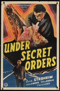 4k659 UNDER SECRET ORDERS 1sh '43 Erich von Stroheim, expose of a most sinister spy ring!